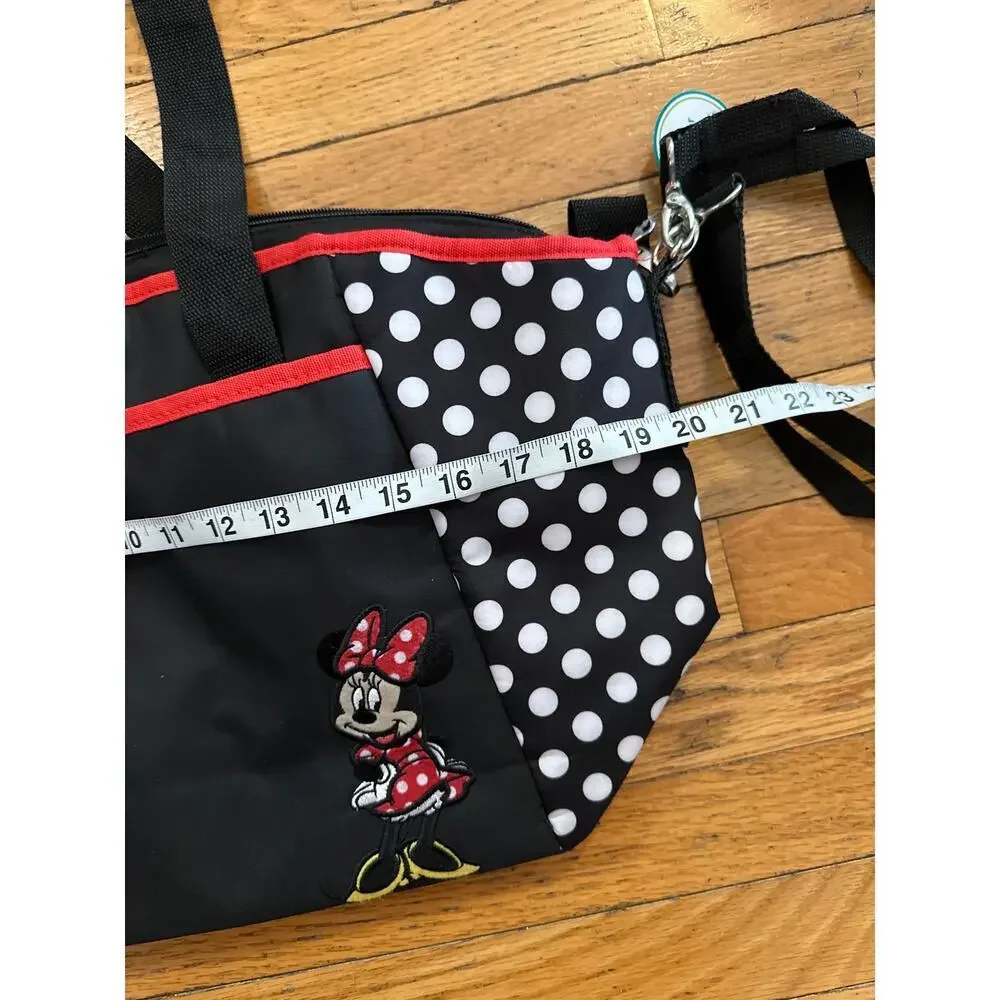 Disney Baby Minnie Mouse Diaper Bag 5 Piece Set Black Polka Dot Tote